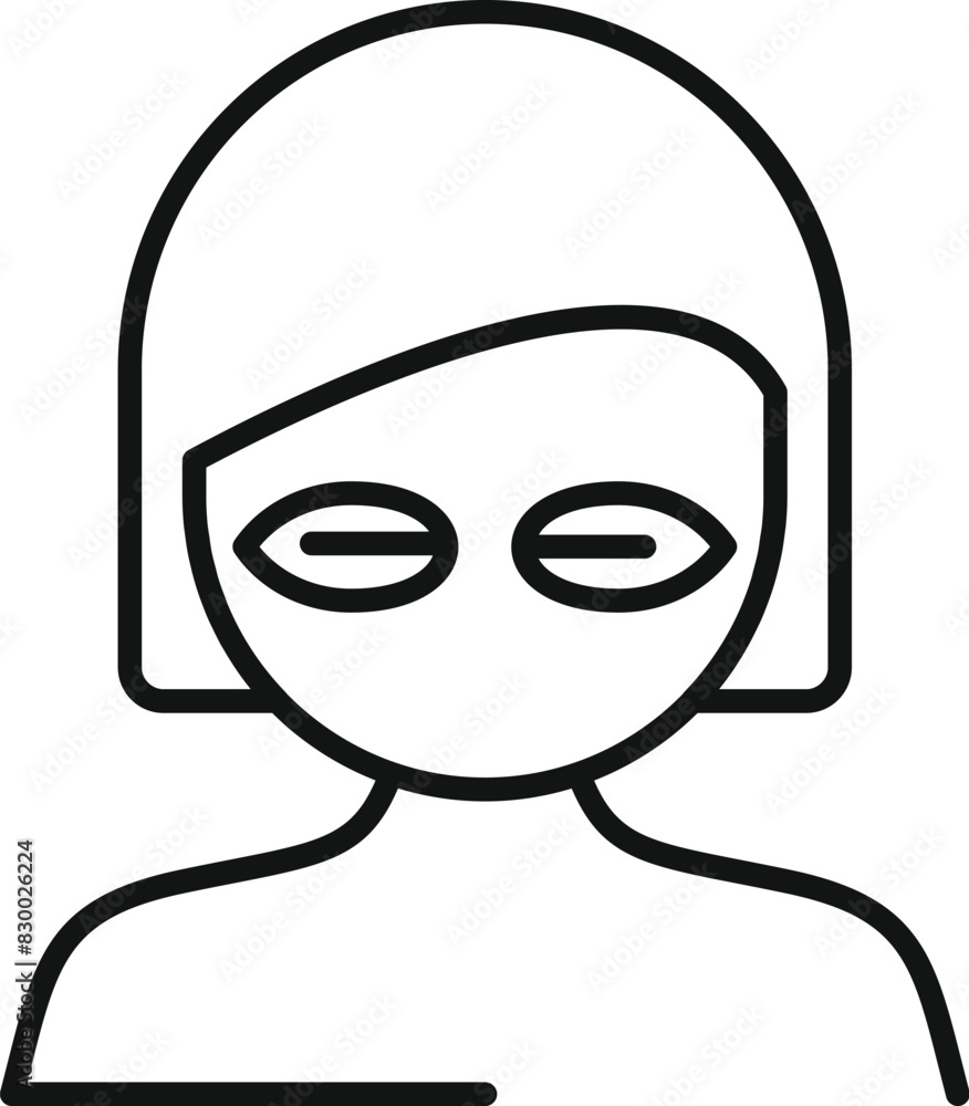 Canvas Prints Line art icon of a person with a facial mask, representing spa and skincare