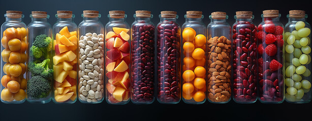 Transparent containers with fruit inside. 