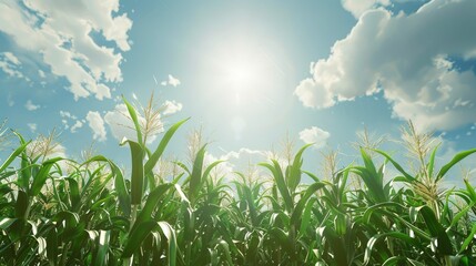 Obraz premium Tall maize stalks stretching towards the heavens