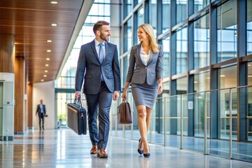 business couple walking in office