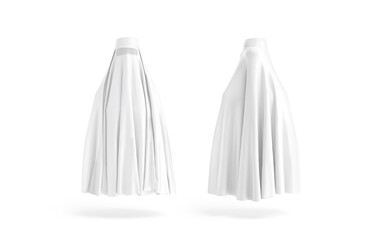 Blank white muslim female burqa mockup, front and back view