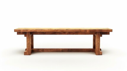 Contemporary dining bench with a wooden seat, isolated on a white studio background