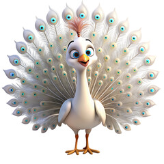 Fototapeta premium 3d cartoon white peacock