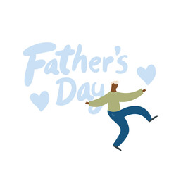 Father's Day cartoon holiday illustration for banner. Father's Day vector Calligraphy greeting cards. Flat cartoon father characters. Best dad illustration 