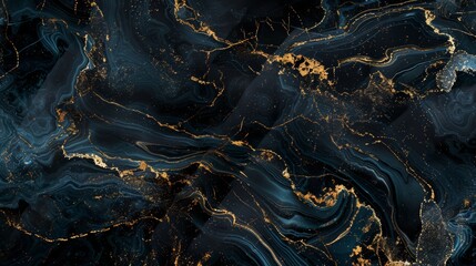 Black marble luxury, deep ocean color with glow in the dark streaks, full focus, website background, design template