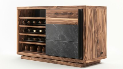 Contemporary shoe cabinet with sliding doors, isolated on a white studio background