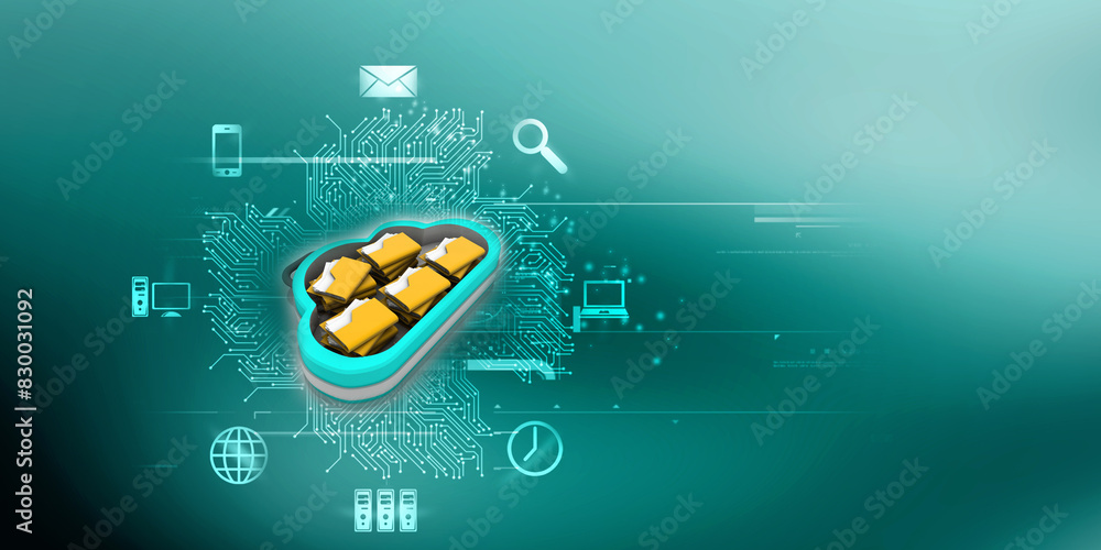 Poster 3d rendering cloud folder storage