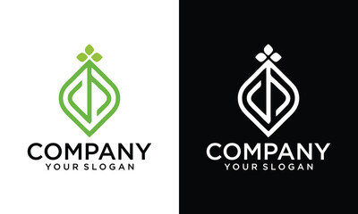 Green Nature Logo. Leaf icon letter N Vector Logo Design Template Element