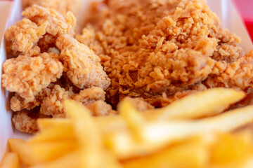 Fried chicken blur background, Street food thailand