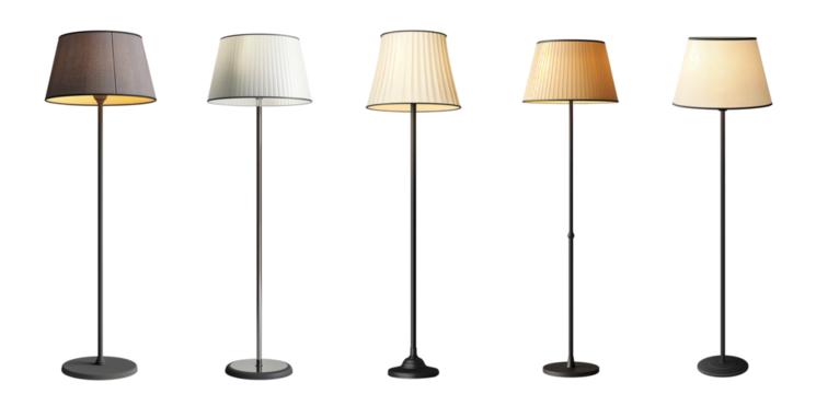 Modern floor lamp collection for living room isolated on transparent or white background