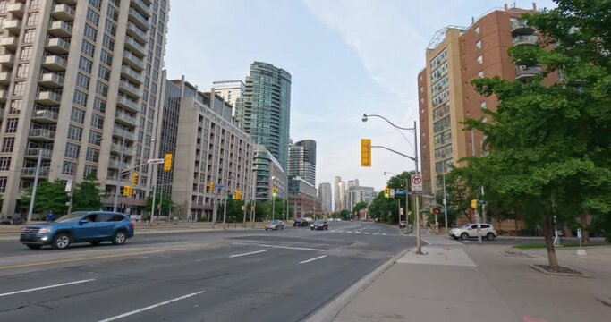 Point of view walking down a Toronto street