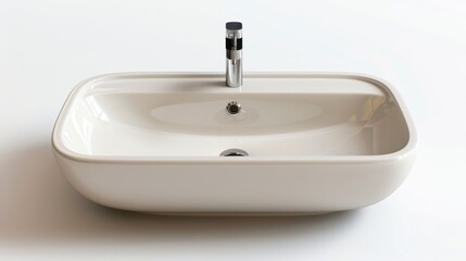 Designer bathroom sink with integrated drain, isolated on a white studio background