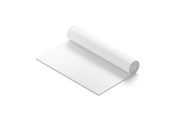 Blank white rolled yoga mat mockup, side view