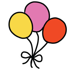Hand drawn balloons for circus, amusement park, birthday party, celebration, plush toy, doll, sticker, tattoo, logo, icon, print, standee, decoration, festival, kids, children, social media, grocery