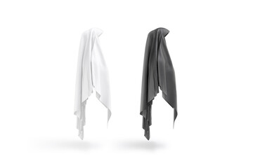 Blank black and white female khimar mockup, profile view