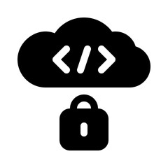 cloud lock glyph icon