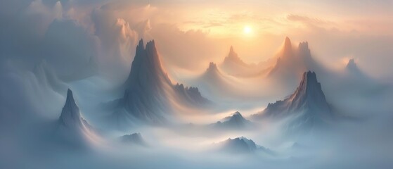 Misty Mountains At Sunrise
