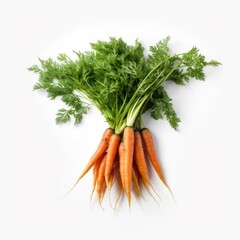 Carrots isolated on white background. AI generated image.