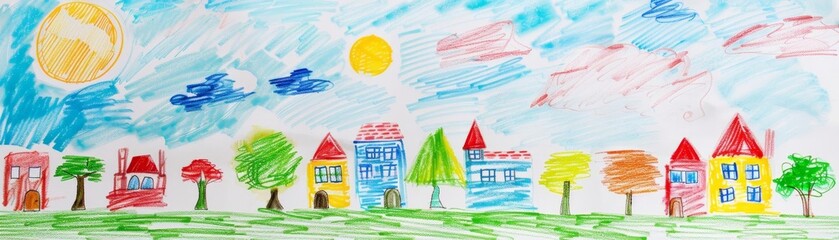 Children s drawings of the world, imagination, close up, creative showcase, whimsical, manipulation, art gallery