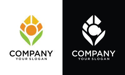 sun leaf logo vector image