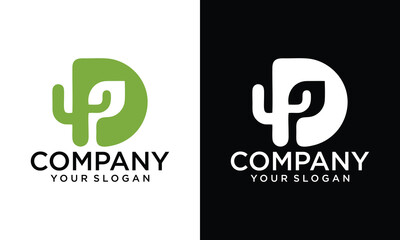 Initial DP Leaf Logo Design. Simple Icon Graphic Concept.