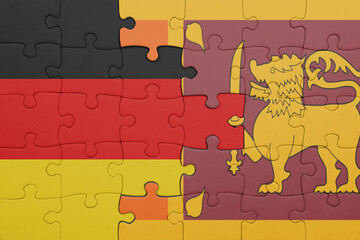 puzzle with the colourful national flag of sri lanka and flag of germany.
