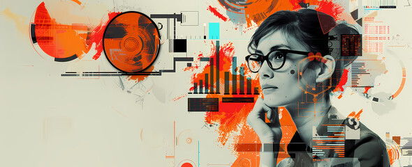 A Digital Collage Featuring Elements of Data Science - Innovative Technology Art