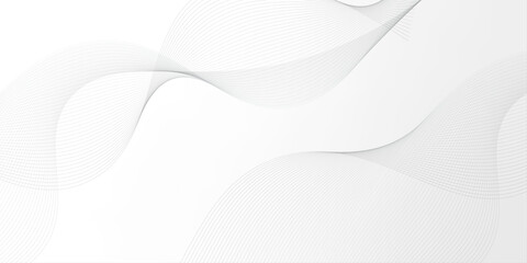 Gray and white abstract background with flowing particles. Digital future technology concept.Abstract colorful curved lines on white paper background. Abstract wave line for banner, template, walpaper