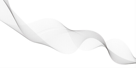 Gray and white abstract background with flowing particles. Digital future technology concept.Abstract colorful curved lines on white paper background. Abstract wave line for banner, template, walpaper