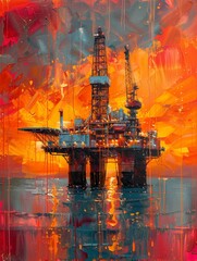 Obraz premium Oil rigs abstract painting