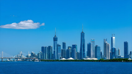 Obraz premium panorama of the city, sky line view, amazing sky line, ai generated