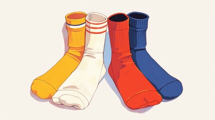 An editable 2d illustration featuring a stylish sketch of socks presented in a crisp and clean design against a white background