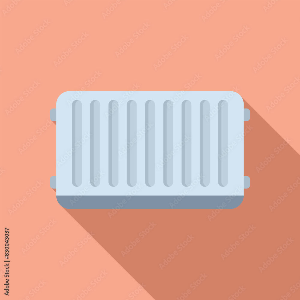 Poster flat design icon of a modern radiator set against a gradient warm peach background