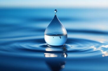 A drop of water falls into the ocean.