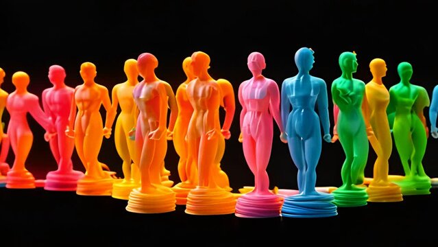 3D rendering shows a diverse group of non-binary people.