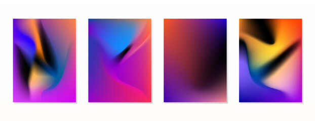 SET PINK PURPLE BLUE ORANGE GRADIENT LIQUID COLOR. POSTER BACKGORUND DESIGN VECTOR TEMPLATE GOOD FOR POSTER, WALLPAPER, COVER, FRAME, FLYER, SOCIAL MEDIA, GREETING CARD