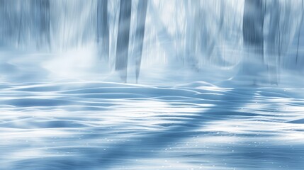 Blurred blue and white waves frost patterns and light reflections in a wintery background backdrop