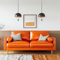 orange leather sofa UHD Wallpapar