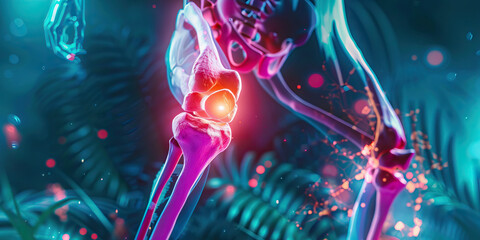 Hip Stiffness: The Limited Range of Motion and Discomfort of Hip Pain - Visualize a scene where the hip feels stiff and painful, making it difficult to move or bear weight