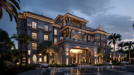 Fototapeta premium Luxury hotel with palm trees