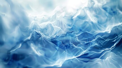 Obraz premium Wintery abstract background with blurred liquid-like blue and white textures and glowing overlay backdrop