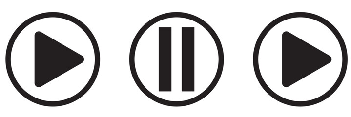 Media Player Buttons icon set, Play and pause buttons sign, Video Audio Player button symbol, vector illustration