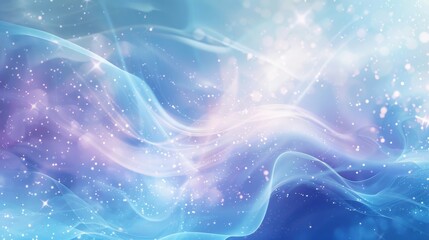 Winter-themed abstract with pastel blues and purples frosted glass texture and light particles backdrop