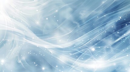 Blurred wave-like patterns in icy blue and white with glowing highlights in a winter abstract backdrop