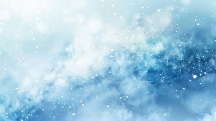Fototapeta premium Smooth blue and white gradients with misty textures and glistening stars in a wintery abstract background backdrop