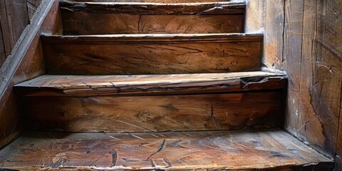 Rustic old  stairs. Generative AI. Old but beautiful.