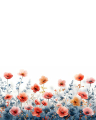 delicate watercolor poppies on white background for invitations and home decor.