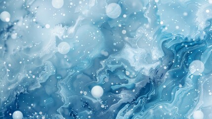 Winter-themed background with marble-like blue textures glowing orbs and misty overlay backdrop