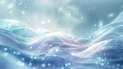 Smooth pastel blue and silver waves with frosty textures and aurora glow in a winter-themed background backdrop