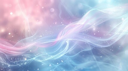 Blurred blue and pink ribbons with sparkles and frosted glass effect in a wintery wallpaper backdrop